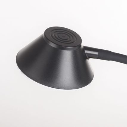 JUST LIGHT. 14414-18 - Reguliuojama lanksčioji stalinė lempa su belaidžiu įkrovimu PUCKI LED/4,5W/230V juoda
