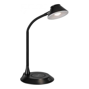 JUST LIGHT. 14414-18 - Reguliuojama lanksčioji stalinė lempa su belaidžiu įkrovimu PUCKI LED/4,5W/230V juoda