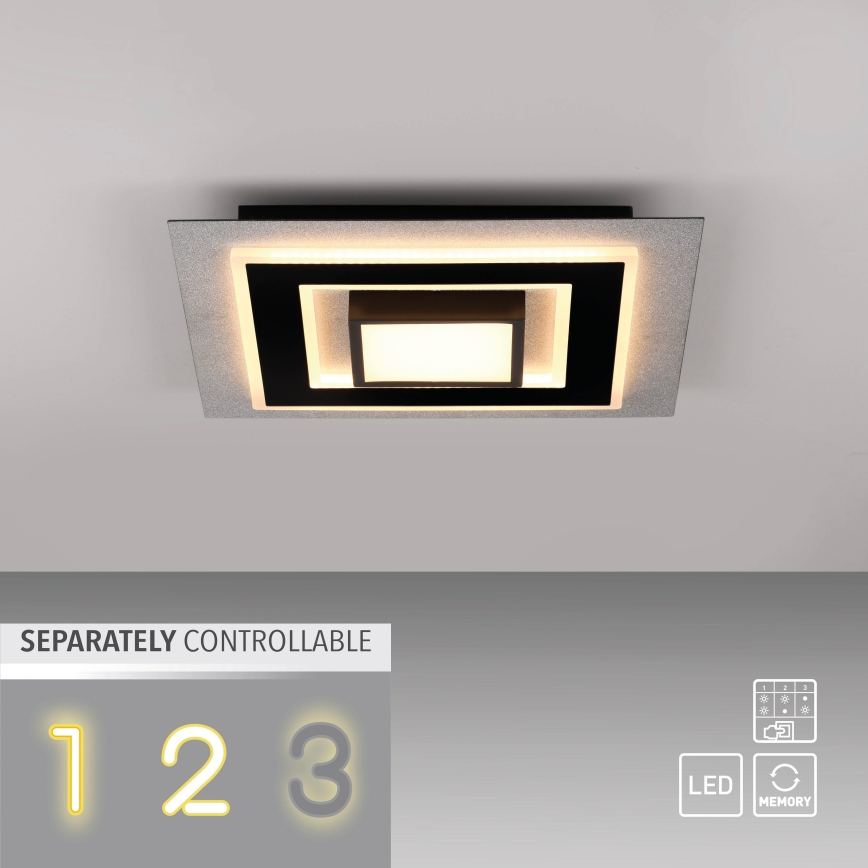 JUST LIGHT. 14439-21 - LED lubinis šviestuvas CICHIO LED/18,5W/230V + LED/9W 40x40 cm juodas