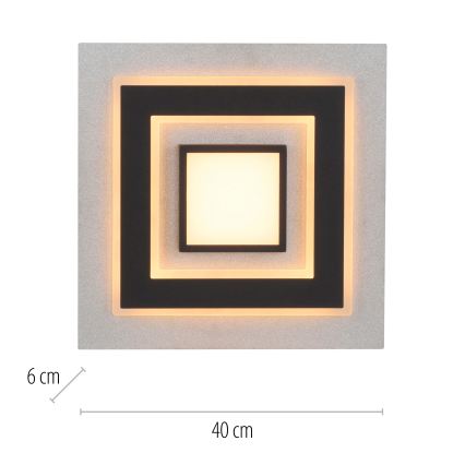 JUST LIGHT. 14439-21 - LED lubinis šviestuvas CICHIO LED/18,5W/230V + LED/9W 40x40 cm juodas