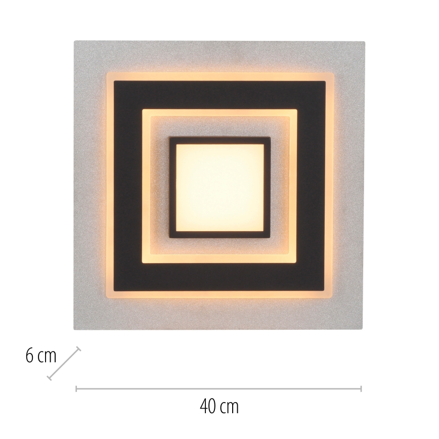 JUST LIGHT. 14439-21 - LED lubinis šviestuvas CICHIO LED/18,5W/230V + LED/9W 40x40 cm juodas