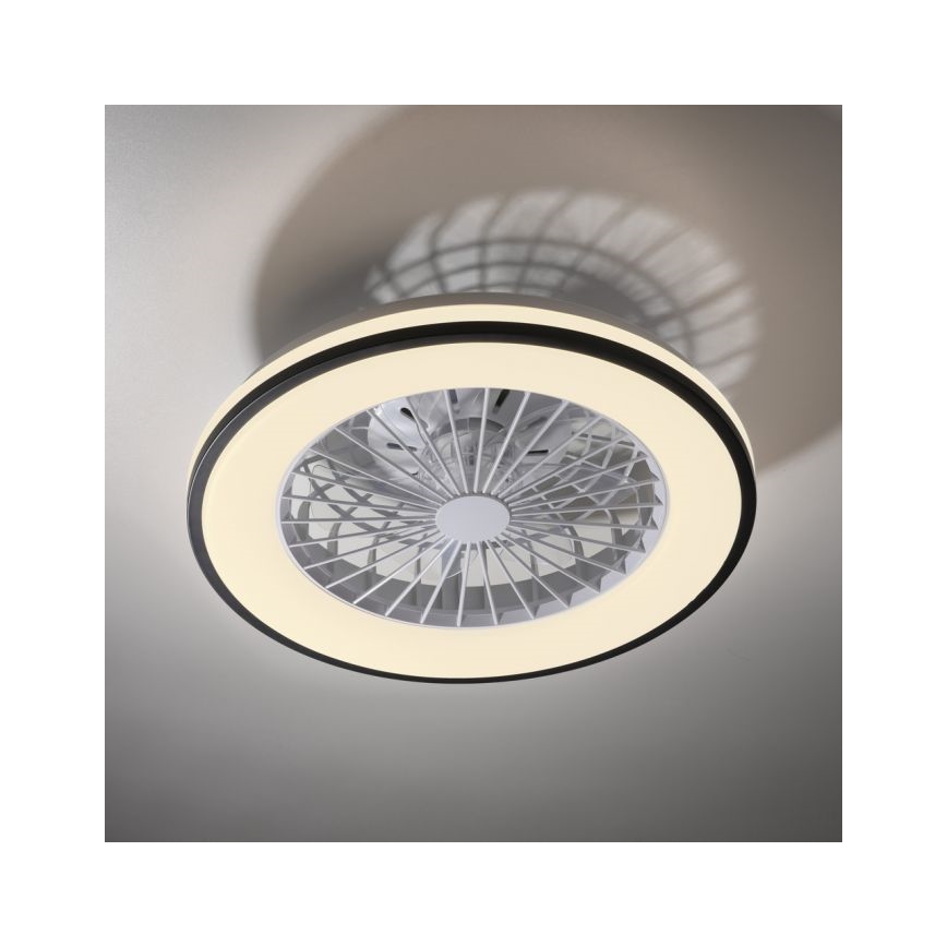JUST LIGHT. 14447-18 - LED RGBW Lubinis ventiliatorius su reguliuojamu apšvietimu LENO LED/44W/230V 3000-6500K skersmuo 48,6 cm balta + nuotolinis valdymas