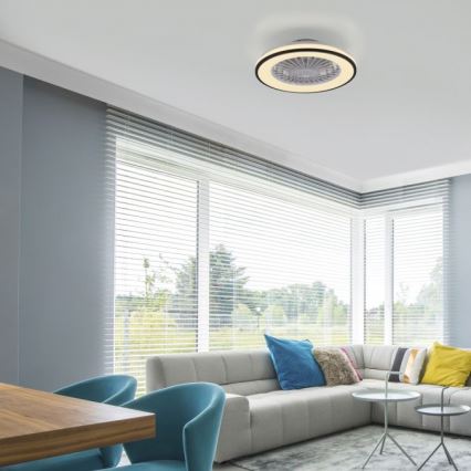 JUST LIGHT. 14447-18 - LED RGBW Pritemdomas lubinis ventiliatorius su šviestuvu LENO LED/44W/230V 3000-6500K diametras 48,6 cm balta + nuotolinio valdymo pultas