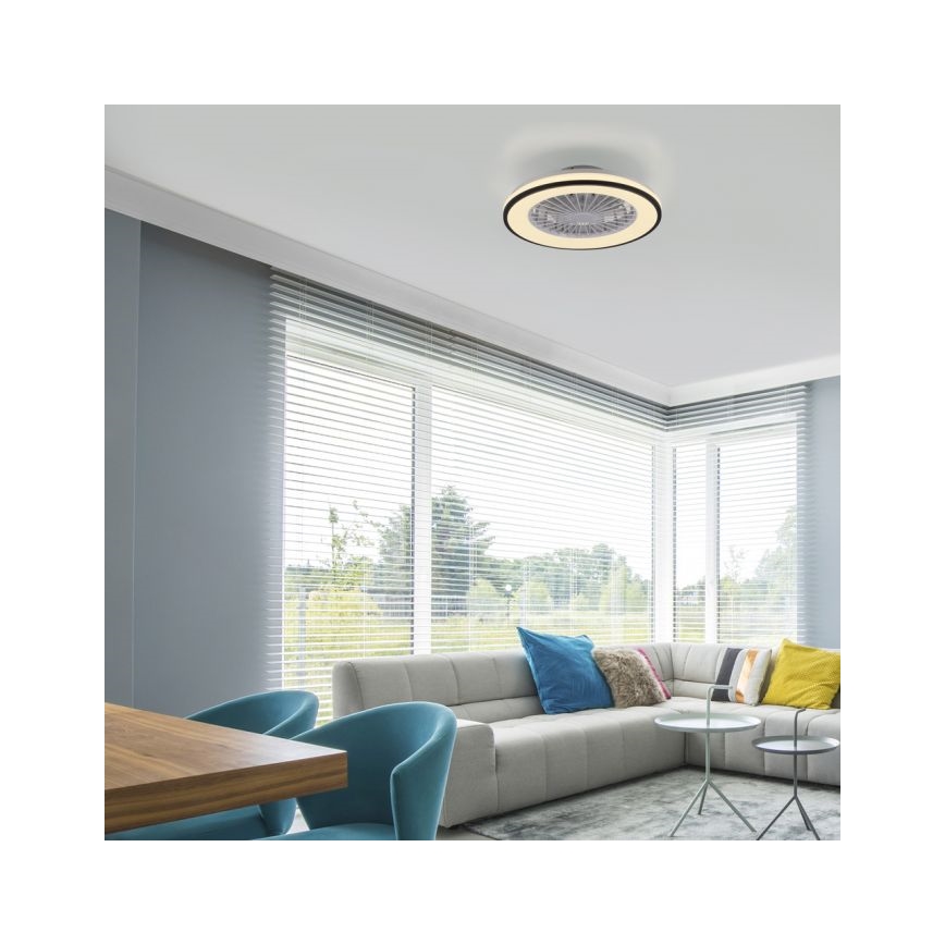 JUST LIGHT. 14447-18 - LED RGBW Pritemdomas lubinis ventiliatorius su šviestuvu LENO LED/44W/230V 3000-6500K diametras 48,6 cm balta + nuotolinio valdymo pultas