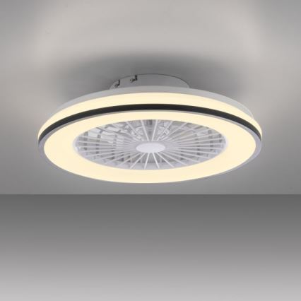 JUST LIGHT. 14447-18 - LED RGBW Pritemdomas lubinis ventiliatorius su šviestuvu LENO LED/44W/230V 3000-6500K diametras 48,6 cm balta + nuotolinio valdymo pultas