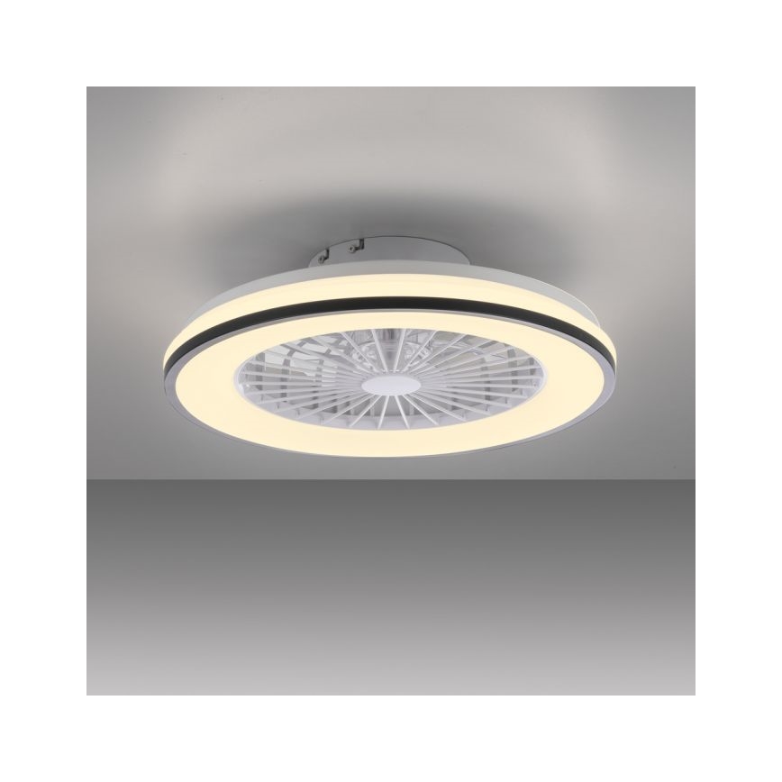 JUST LIGHT. 14447-18 - LED RGBW Pritemdomas lubinis ventiliatorius su šviestuvu LENO LED/44W/230V 3000-6500K diametras 48,6 cm balta + nuotolinio valdymo pultas