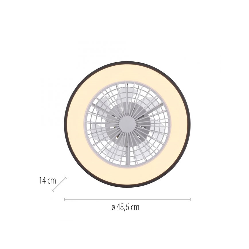 JUST LIGHT. 14447-18 - LED RGBW Pritemdomas lubinis ventiliatorius su šviestuvu LENO LED/44W/230V 3000-6500K diametras 48,6 cm balta + nuotolinio valdymo pultas