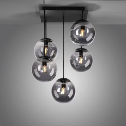 JUST LIGHT. 14602-18 - Sietynas ant stulpo WIDOW 5xE14/25W/230V juoda