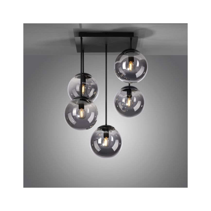 JUST LIGHT. 14602-18 - Sietynas ant stulpo WIDOW 5xE14/25W/230V juoda