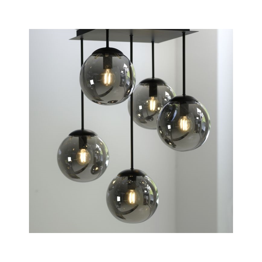 JUST LIGHT. 14602-18 - Sietynas ant stulpo WIDOW 5xE14/25W/230V juoda