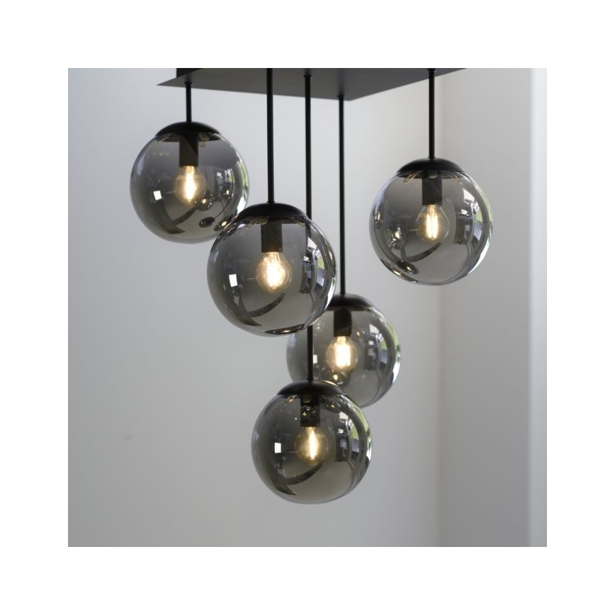 JUST LIGHT. 14602-18 - Sietynas ant stulpo WIDOW 5xE14/25W/230V juoda