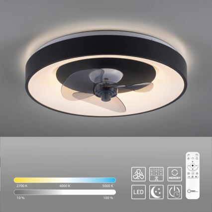 JUST LIGHT. 14644-18 - LED Pritemdomas lubinis šviestuvas su ventiliatoriumi VENIKA LED/36W/230V diametras 48,6 cm 2700-5000K + nuotolinio valdymo pultas