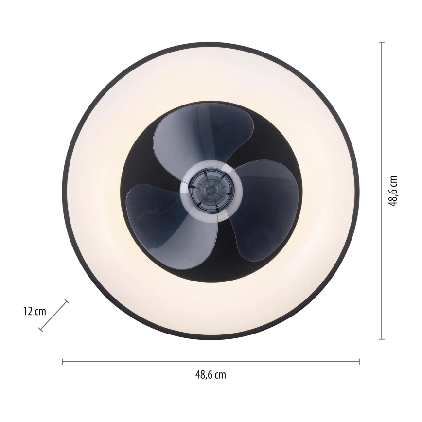 JUST LIGHT. 14644-18 - LED Pritemdomas lubinis šviestuvas su ventiliatoriumi VENIKA LED/36W/230V diametras 48,6 cm 2700-5000K + nuotolinio valdymo pultas