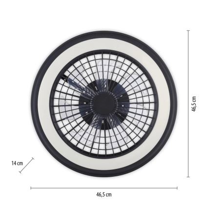 JUST LIGHT. 14649-18 - LED RGBW Reguliuojamas lubų ventiliatorius su apšvietimu BRANDON LED/36W/230V 2700-5000K skersmuo 46,5 cm juodas + nuotolinio valdymo pultas