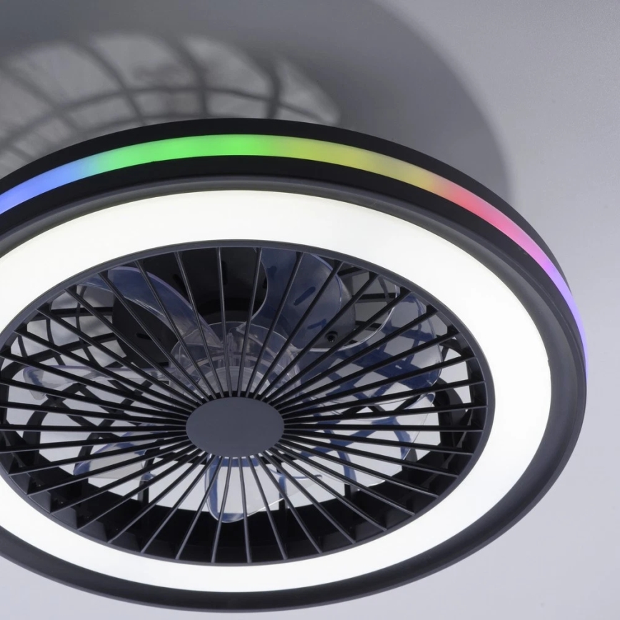 JUST LIGHT. 14649-18 - LED RGBW Pritemdomas lubinis ventiliatorius su šviestuvu BRANDON LED/36W/230V 2700-5000K diametras 46,5 cm juoda + nuotolinio valdymo pultas