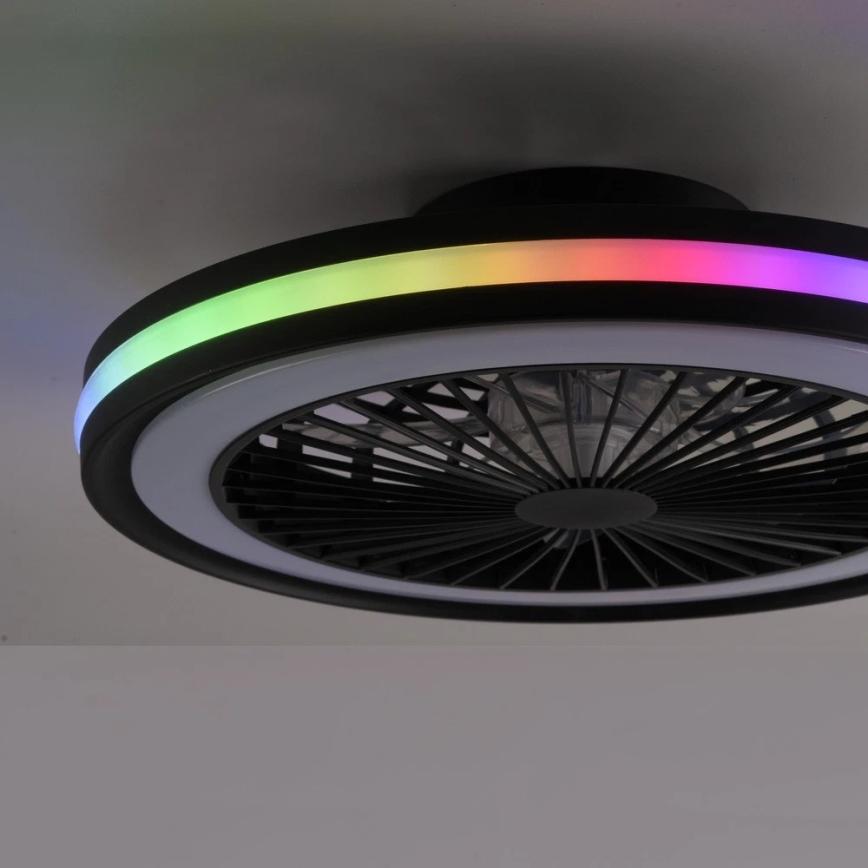 JUST LIGHT. 14649-18 - LED RGBW Pritemdomas lubinis ventiliatorius su šviestuvu BRANDON LED/36W/230V 2700-5000K diametras 46,5 cm juoda + nuotolinio valdymo pultas