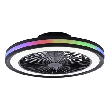 JUST LIGHT. 14649-18 - LED RGBW Pritemdomas lubinis ventiliatorius su šviestuvu BRANDON LED/36W/230V 2700-5000K diametras 46,5 cm juoda + nuotolinio valdymo pultas