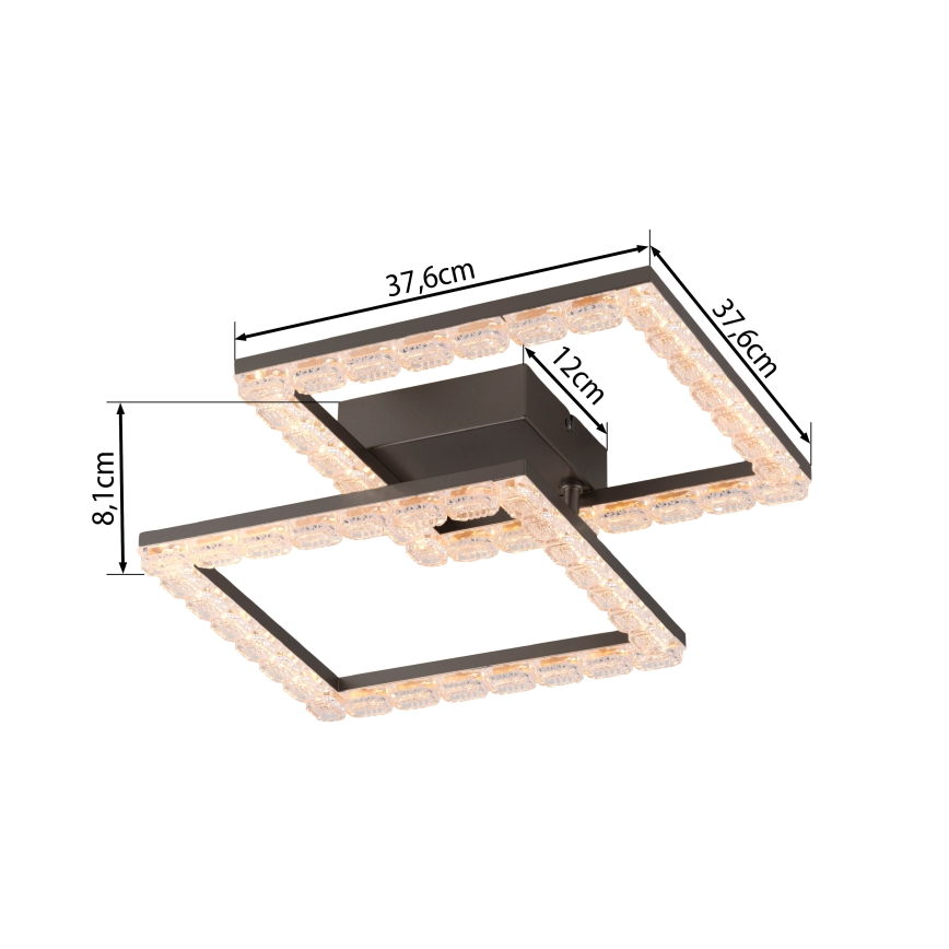 JUST LIGHT. 14732-18 - LED lubinis šviestuvas GLITRA LED/17,5W/230V 37,6x37,6 cm juoda