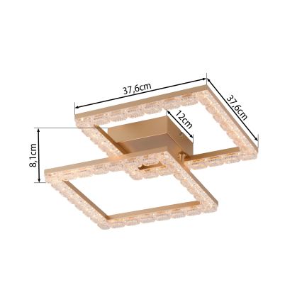JUST LIGHT. 14732-60 - LED lubinis šviestuvas GLITRA LED/17,5W/230V 37,6x37,6 cm auksinis