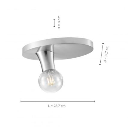 JUST LIGHT. 14777-55 - Lubinis šviestuvas TURN ME 1xE27/60W/230V matinis chromas