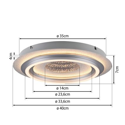 JUST LIGHT. 15089-21 - LED lubinis šviestuvas CICHIO LED/36W/230V Ø 40 cm, matinis chromas