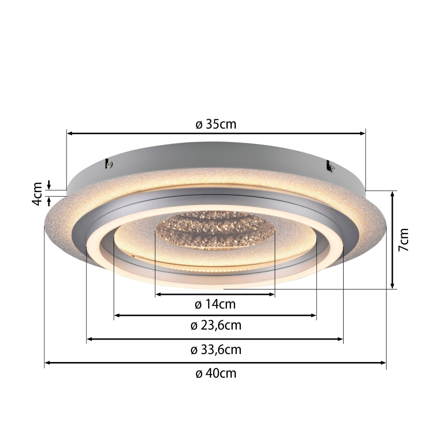 JUST LIGHT. 15089-21 - LED lubinis šviestuvas CICHIO LED/36W/230V Ø 40 cm, matinis chromas