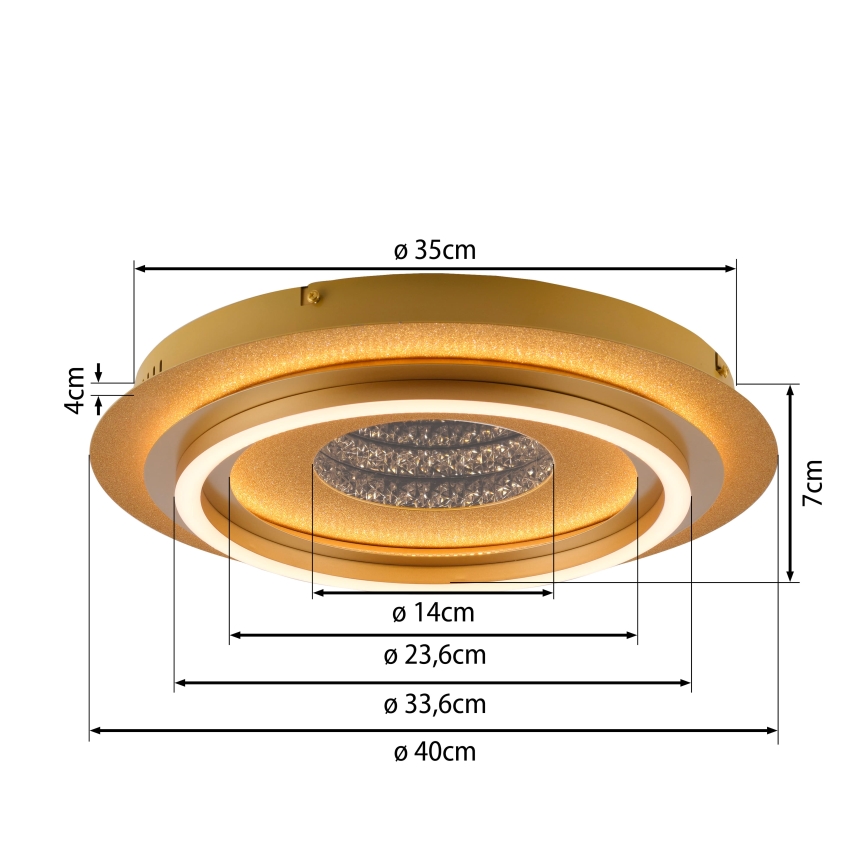 JUST LIGHT. 15089-60 - LED lubinis šviestuvas CICHIO LED/36W/230V, skersmuo 40 cm, aukso spalvos