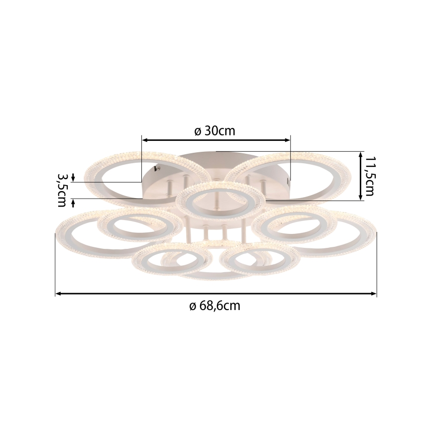JUST LIGHT. 15268-16 - LED lubinis šviestuvas CRYSTALLO LED/48,5W/230V skersmuo 68,6 cm baltas