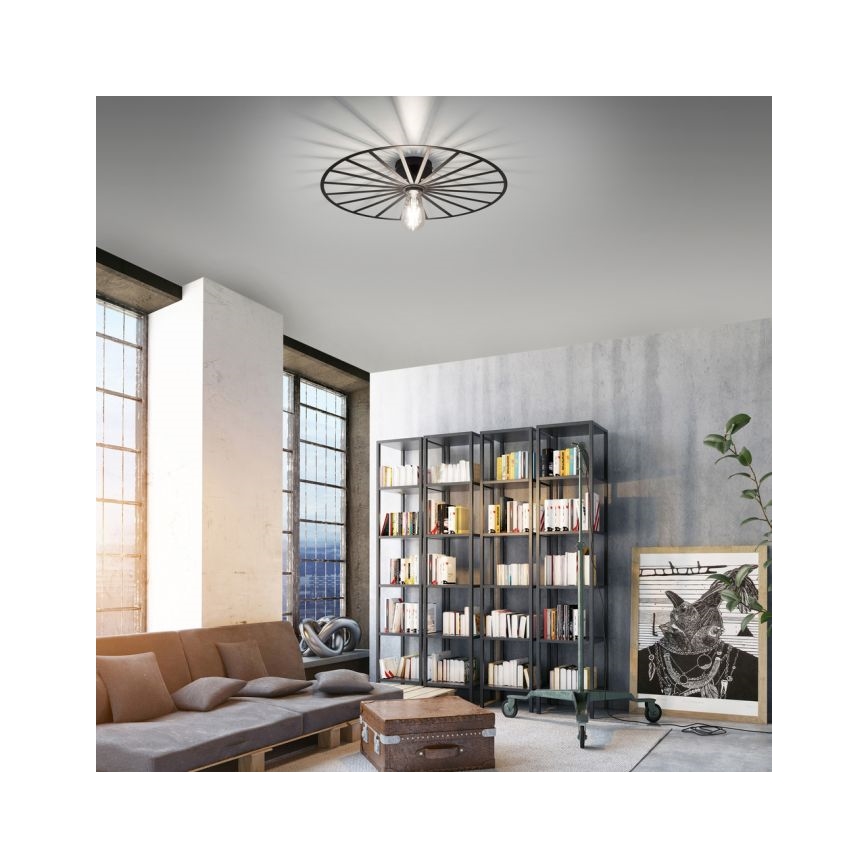 JUST LIGHT. 15636-18 - Lubinis šviestuvas SPIKE 1xE27/40W/230V diametras 50 cm juoda