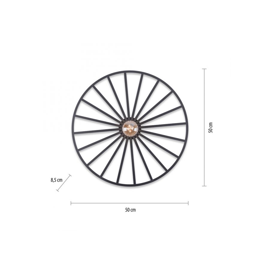 JUST LIGHT. 15636-18 - Lubinis šviestuvas SPIKE 1xE27/40W/230V diametras 50 cm juoda