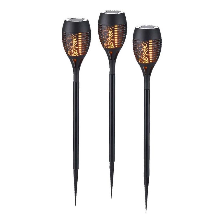 JUST LIGHT. 19106-18-3 - KOMPLEKTAS 3x LED apšvietimas, įkraunamas saulės energija FACKEL LED/0,24W/1,2V 200 mAh IP44 juoda