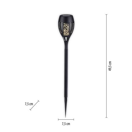 JUST LIGHT. 19106-18-3 - KOMPLEKTAS 3x LED apšvietimas, įkraunamas saulės energija FACKEL LED/0,24W/1,2V 200 mAh IP44 juoda