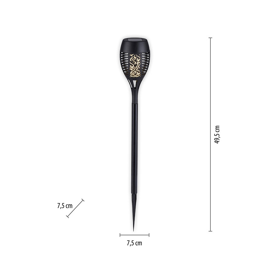 JUST LIGHT. 19106-18-3 - KOMPLEKTAS 3x LED apšvietimas, įkraunamas saulės energija FACKEL LED/0,24W/1,2V 200 mAh IP44 juoda
