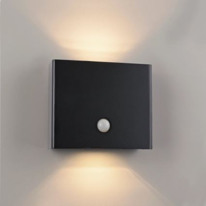 JUST LIGHT. 19471-18 - LED Lauko sieninis šviestuvas su jutikliu AMIN 2xLED/1,25W/3,7V 4400mAh IP44 juoda