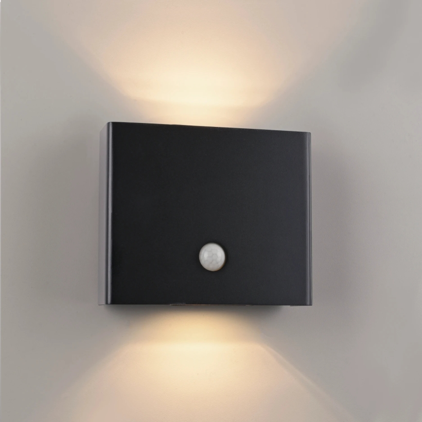 JUST LIGHT. 19471-18 - LED Lauko sieninis šviestuvas su jutikliu AMIN 2xLED/1,25W/3,7V 4400mAh IP44 juoda