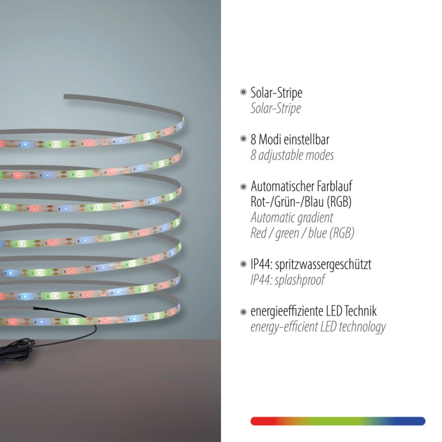JUST LIGHT. 19971-18 - LED RGB saulės juosta TEANIA LED/3,7V 5 m 1200 mAh IP44 juoda