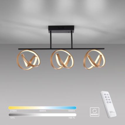 JUST LIGHT. 6245-18 - LED Pritemdomas tvirtinamas sietynas LOOP 3xLED/11W/230V 2700-5000K + nuotolinio valdymo pultas