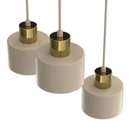 Kabanti liustra ant laido PARKLA 3xE27/15W/230V smėlio/auksinė