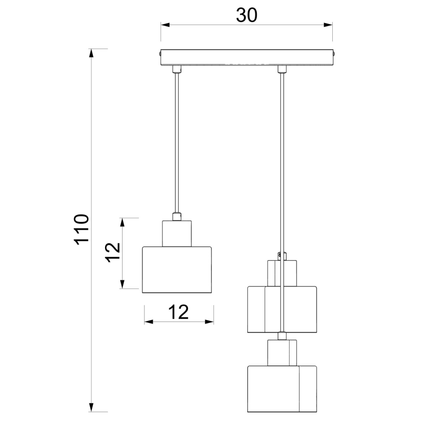 Kabanti liustra ant laido PARKLA 3xE27/15W/230V smėlio/auksinė