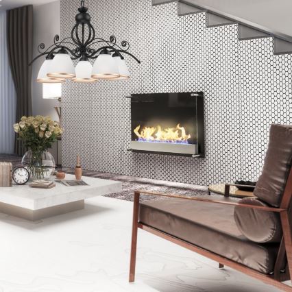 Kabantis šviestuvas ant grandinės RETRO II 5xE27/60W/230V, matinė juoda spalva