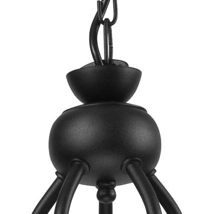 Kabantis šviestuvas ant grandinės RETRO II 5xE27/60W/230V, matinė juoda spalva
