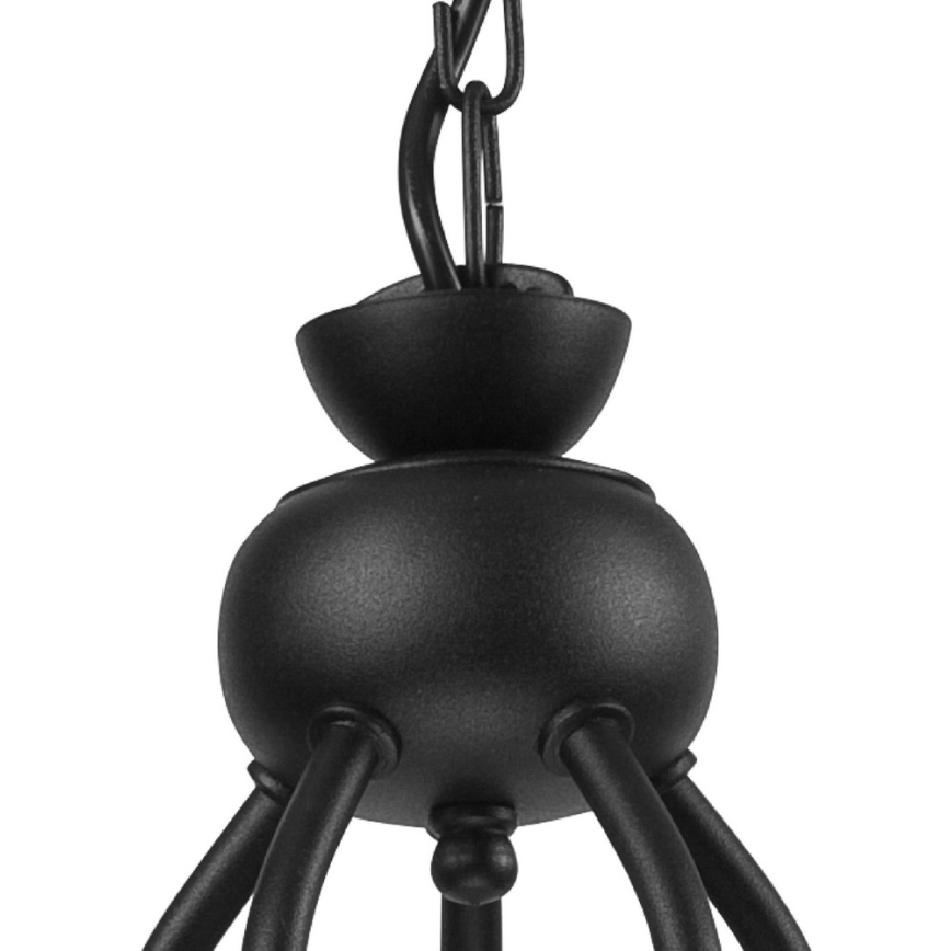 Kabantis šviestuvas ant grandinės RETRO II 5xE27/60W/230V, matinė juoda spalva