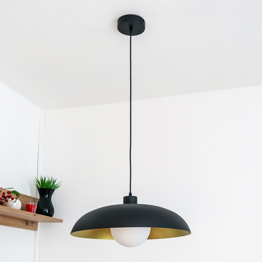 Kabantis šviestuvas ant laido ECLIPSE 1xE27/15W/230V juodas/auksinis