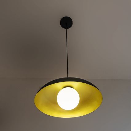 Kabantis šviestuvas ant laido ECLIPSE 1xE27/15W/230V juodas/auksinis