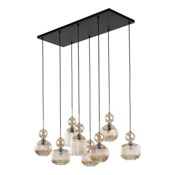 Kabantis šviestuvas ant laido SOPHIA 8xE14/10W/230V juoda/dūminė smėlio spalva