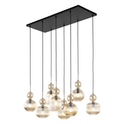 Kabantis šviestuvas ant laido SOPHIA 8xE14/10W/230V juoda/dūminė smėlio spalva
