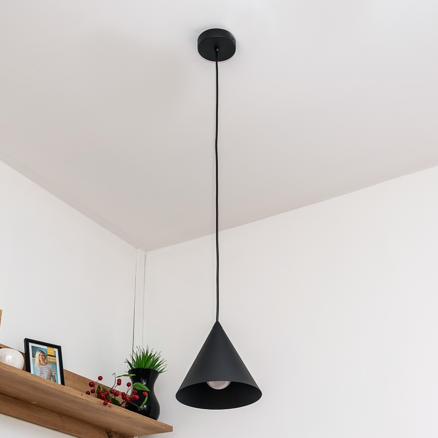 Kabantis šviestuvas ETNA II su laidu 1xE27/15W/230V, skersmuo 18,5 cm, juodas