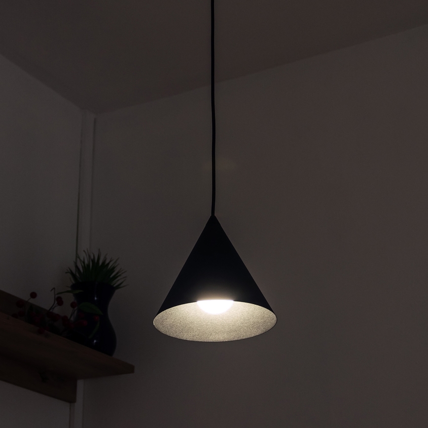 Kabantis šviestuvas ETNA II su laidu 1xE27/15W/230V, skersmuo 18,5 cm, juodas