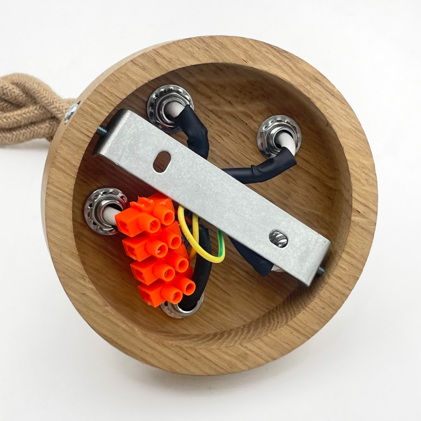 Kabantis šviestuvas su laidu LOOMIS 5xE27/15W/230V 130 cm smėlinė/ąžuolas