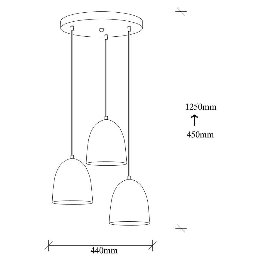Kabantis šviestuvas su laidu TATTOO, 3 x E27, 40 W, 230 V, juodas